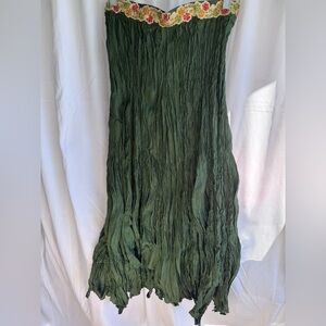 Chaudry KC Bohemian Maxi Skirt with‎ Embellished Waist Emerald Size Medium NWT